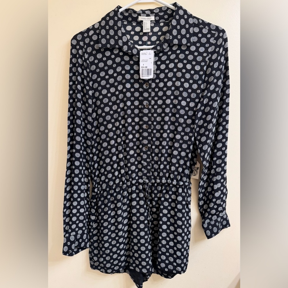 Forever 21 Black/Cream Jumpsuit